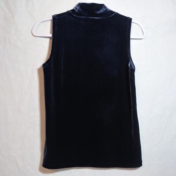 J. Crew Navy Blue Velvet Sleeveless Mock Neck Office Size XS - Picture 7 of 7